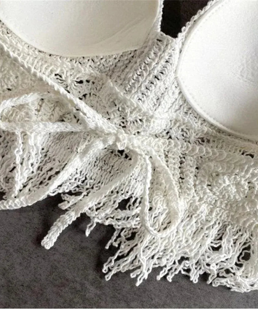 Top Halter Boho Franges Broderies Dos Nu – Été & Festival
