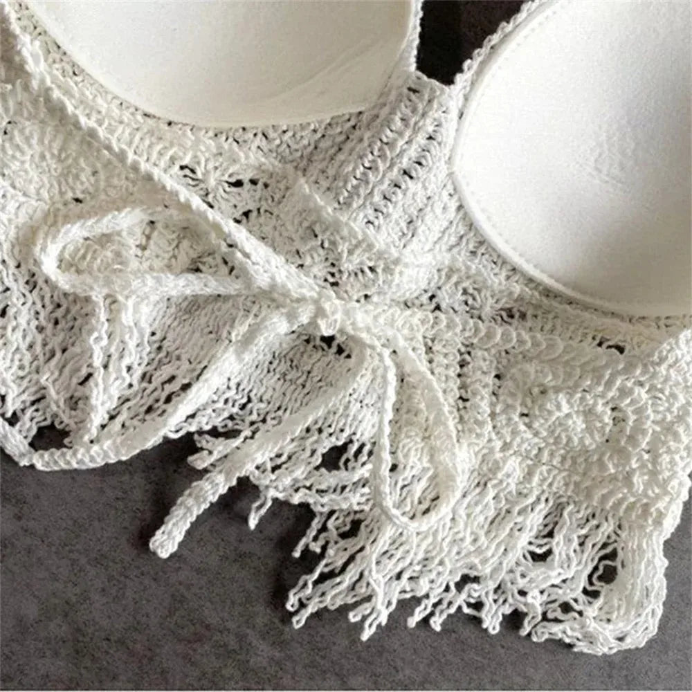 Top Halter Boho Franges Broderies Dos Nu – Été & Festival