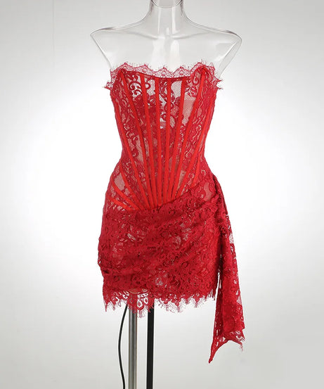 Robe de Soirée Dentelle Bustier Slim – Élégance & Sophistication