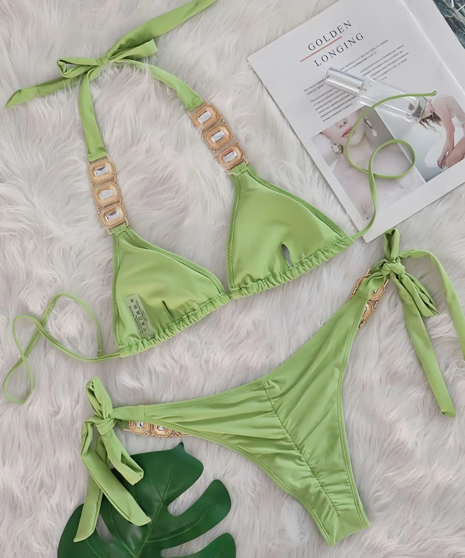 Bikini 2 Pieces Push Up avec Strass - Maillot de Bain Femme