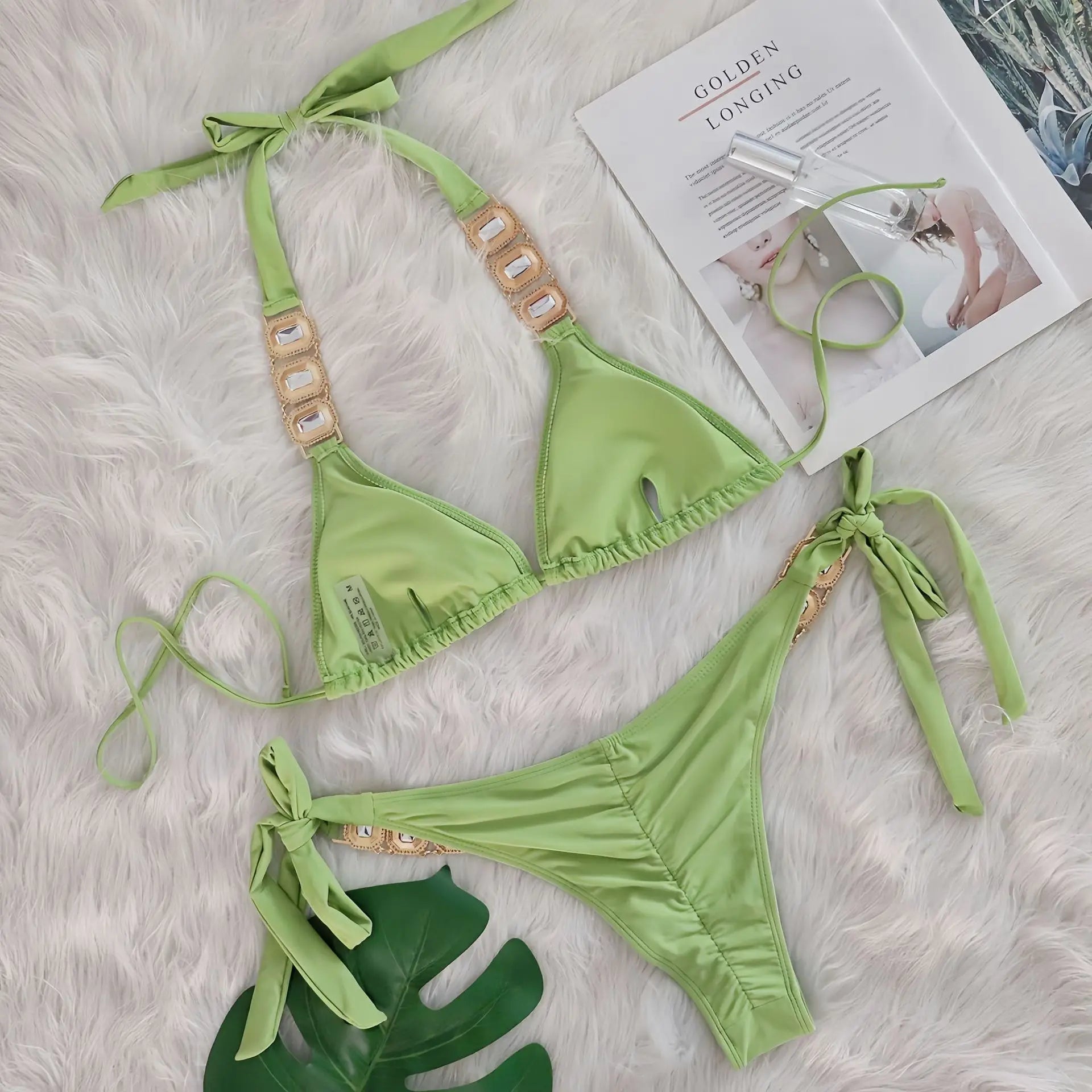 Bikini 2 Pieces Push Up avec Strass - Maillot de Bain Femme