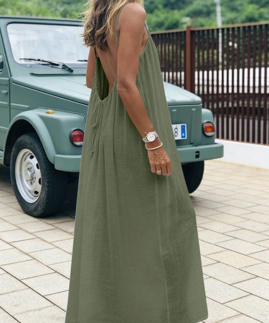Robe Maxi Ample Sans Bretelles Dos Nu – Confort & Style