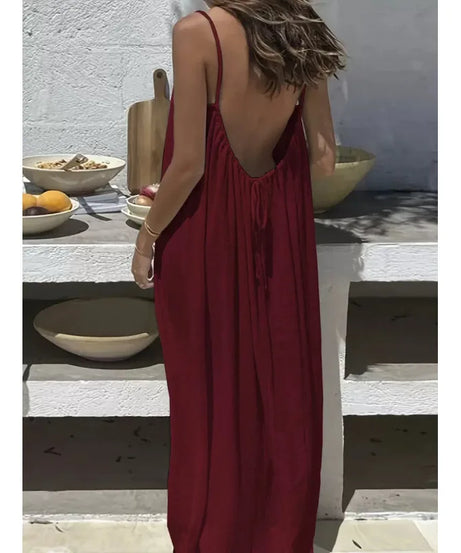 Robe Maxi Ample Sans Bretelles Dos Nu – Confort & Style