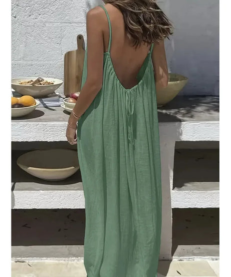 Robe Maxi Ample Sans Bretelles Dos Nu – Confort & Style