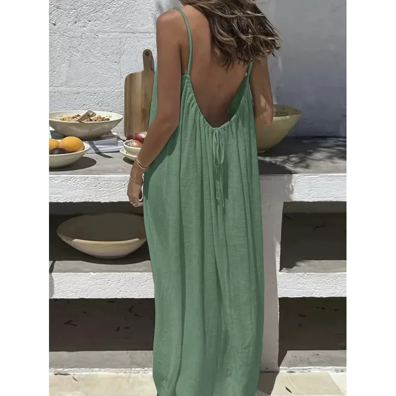 Robe Maxi Ample Sans Bretelles Dos Nu – Confort & Style