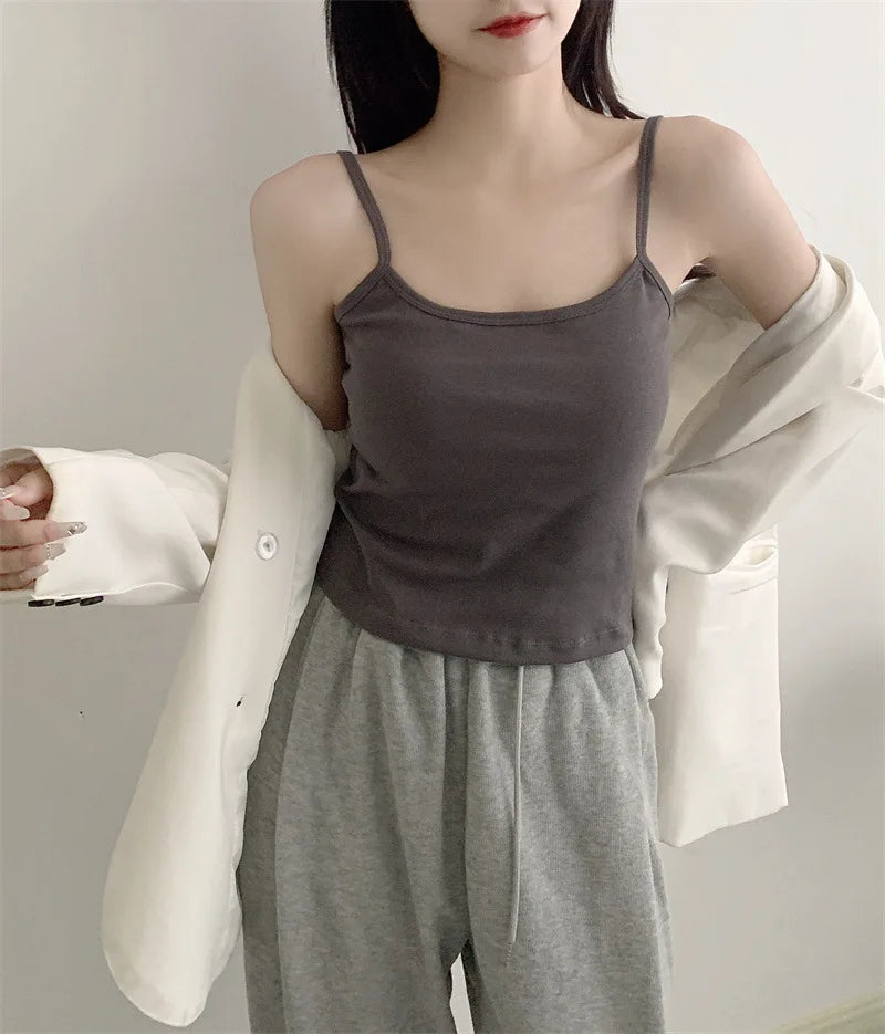 Camisole Bretelles Fines avec Coussinets Intégrés