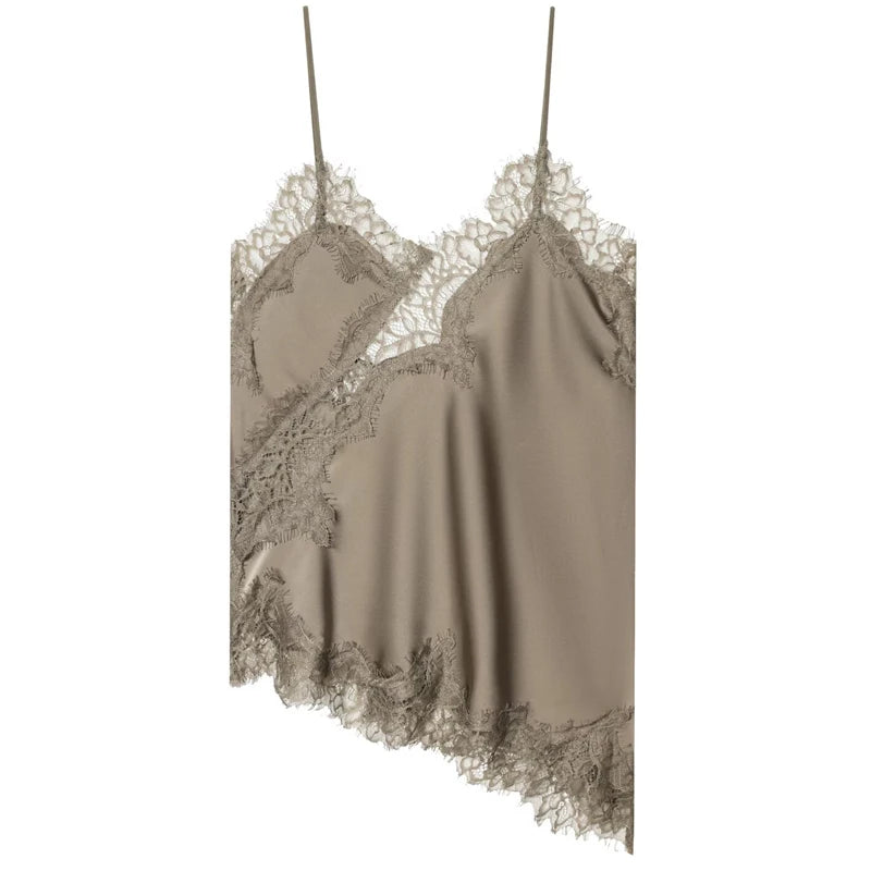 Top Slip Asymétrique Satin Dentelle Dos Nu – Y2K Chic Femme