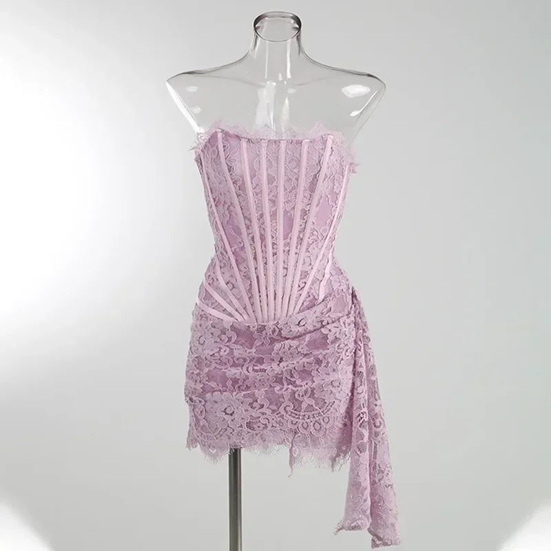 Robe de Soirée Dentelle Bustier Slim – Élégance & Sophistication