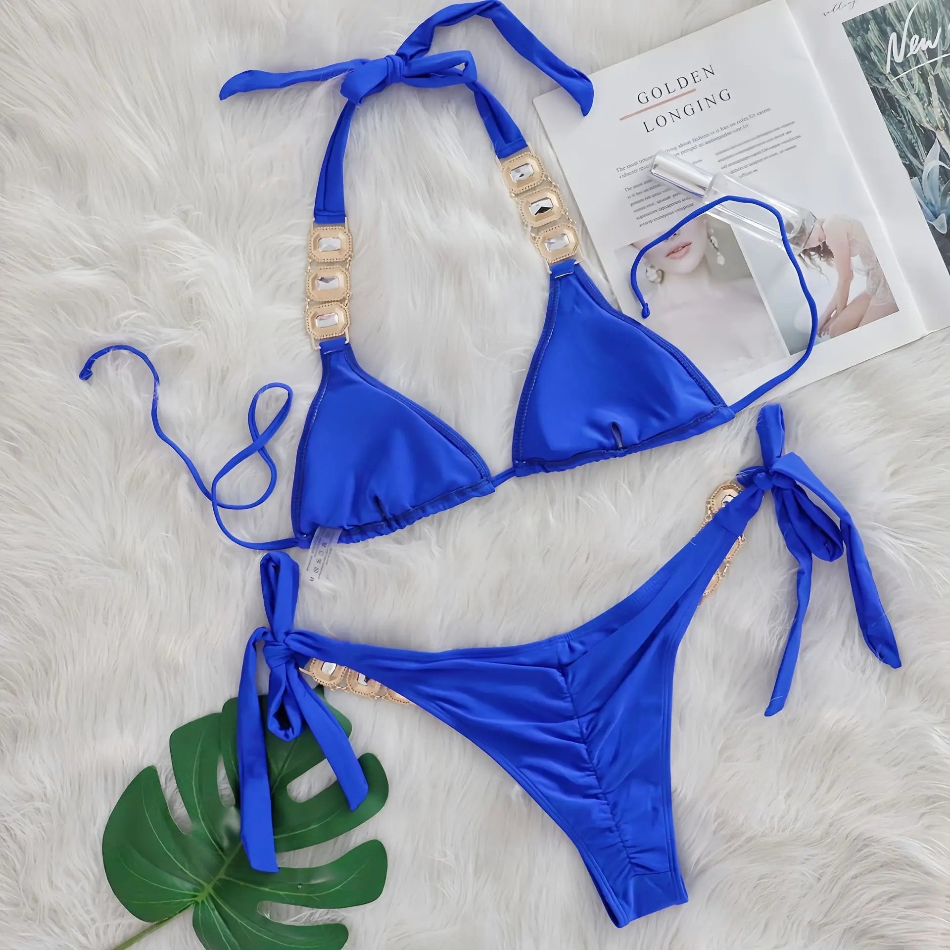Bikini 2 Pieces Push Up avec Strass - Maillot de Bain Femme
