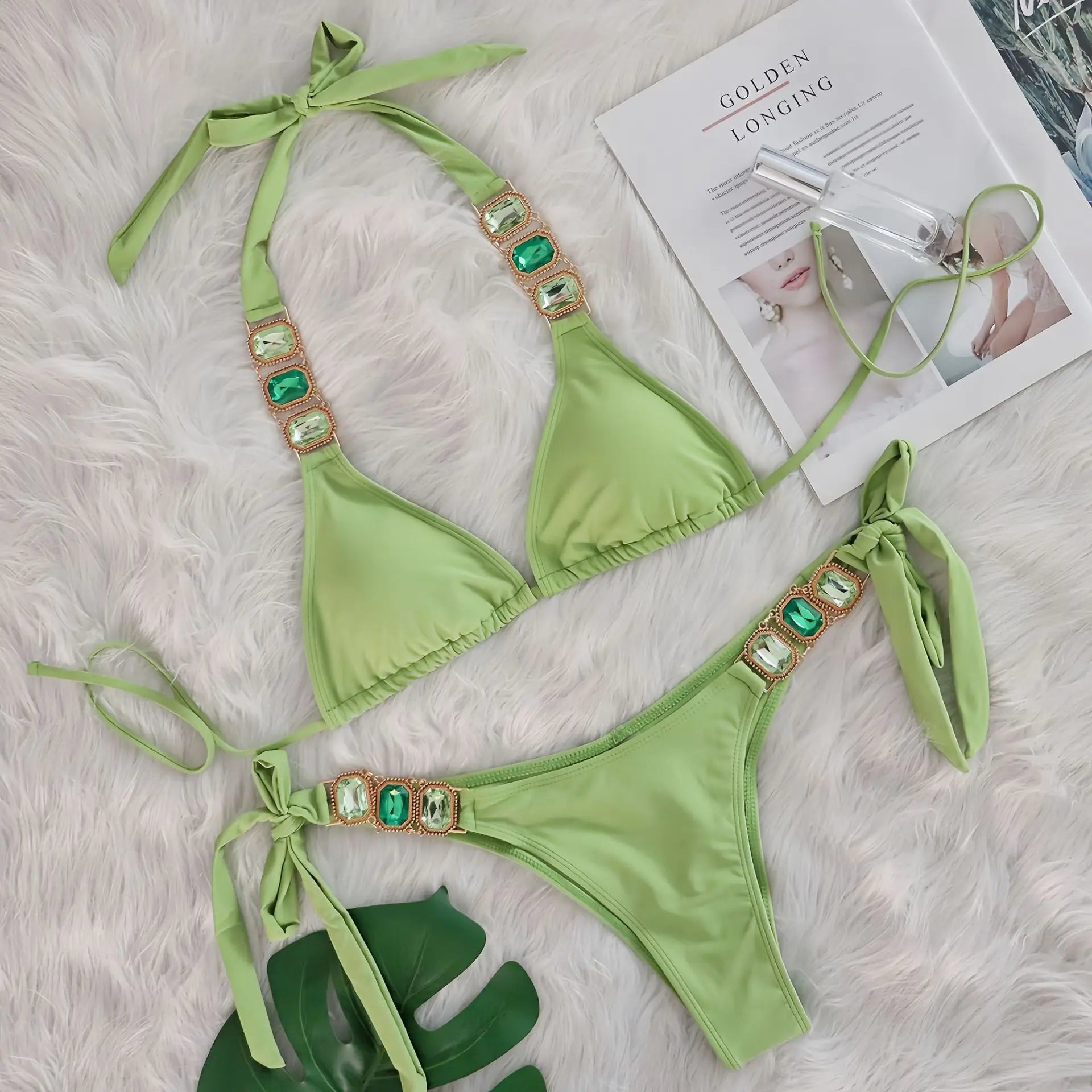Bikini 2 Pieces Push Up avec Strass - Maillot de Bain Femme