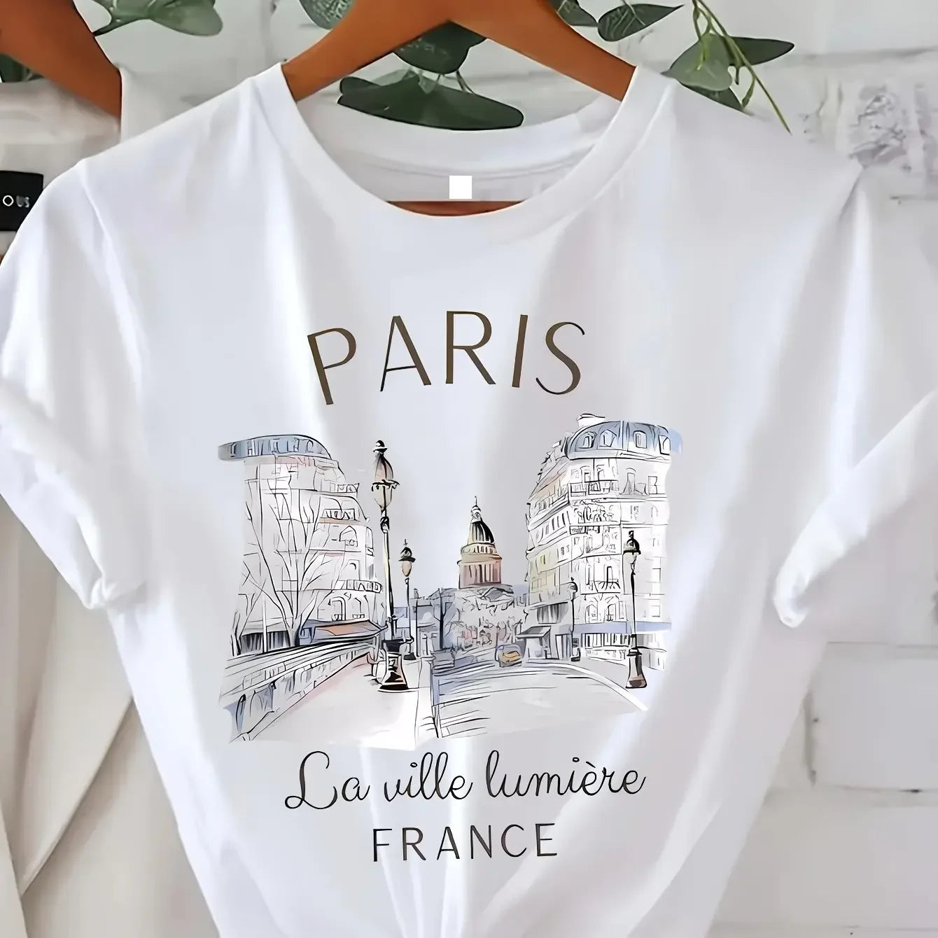 T-Shirt Imprimé 90s Paris Col Rond – Style Rétro Casual