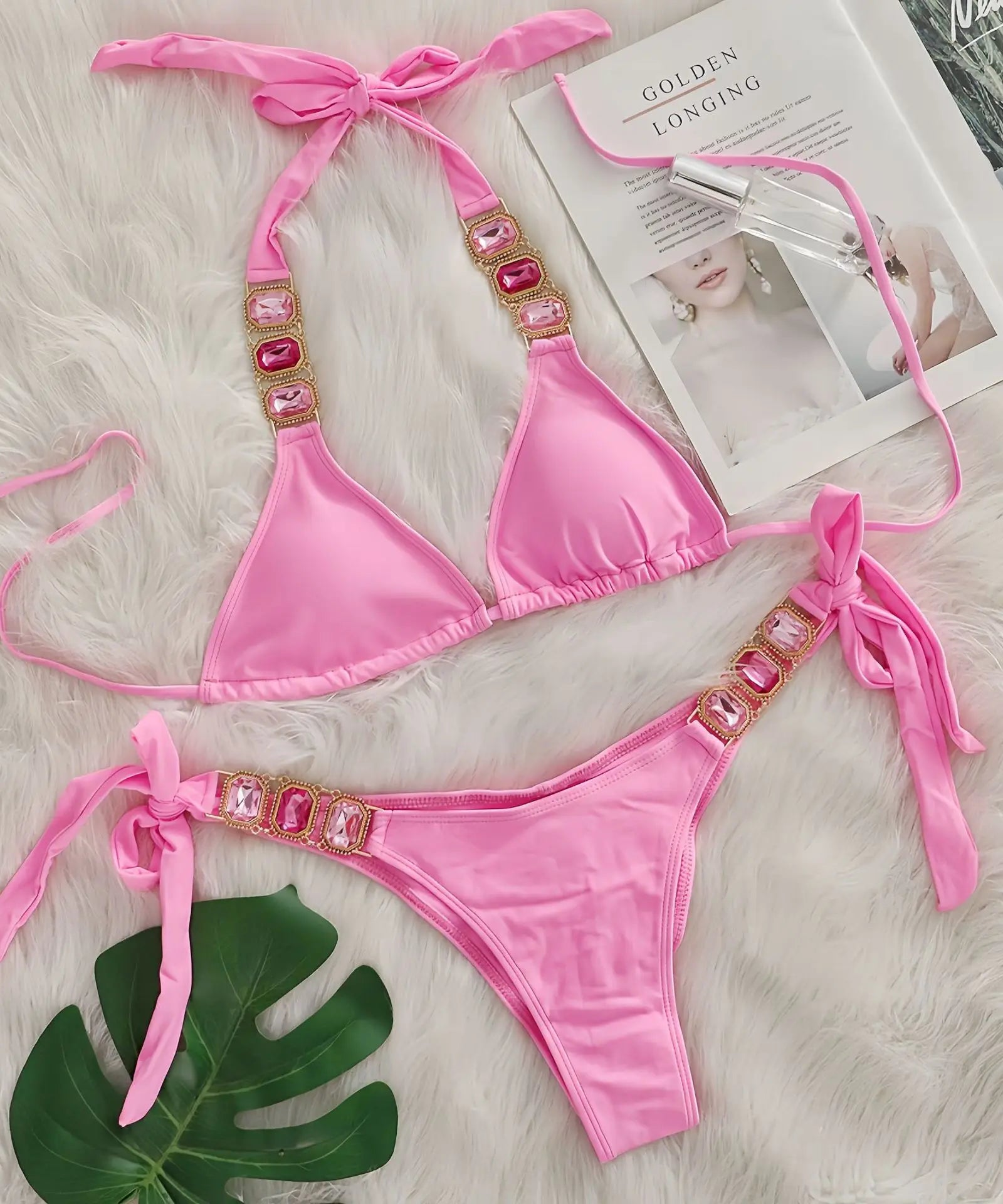 Bikini 2 Pieces Push Up avec Strass - Maillot de Bain Femme