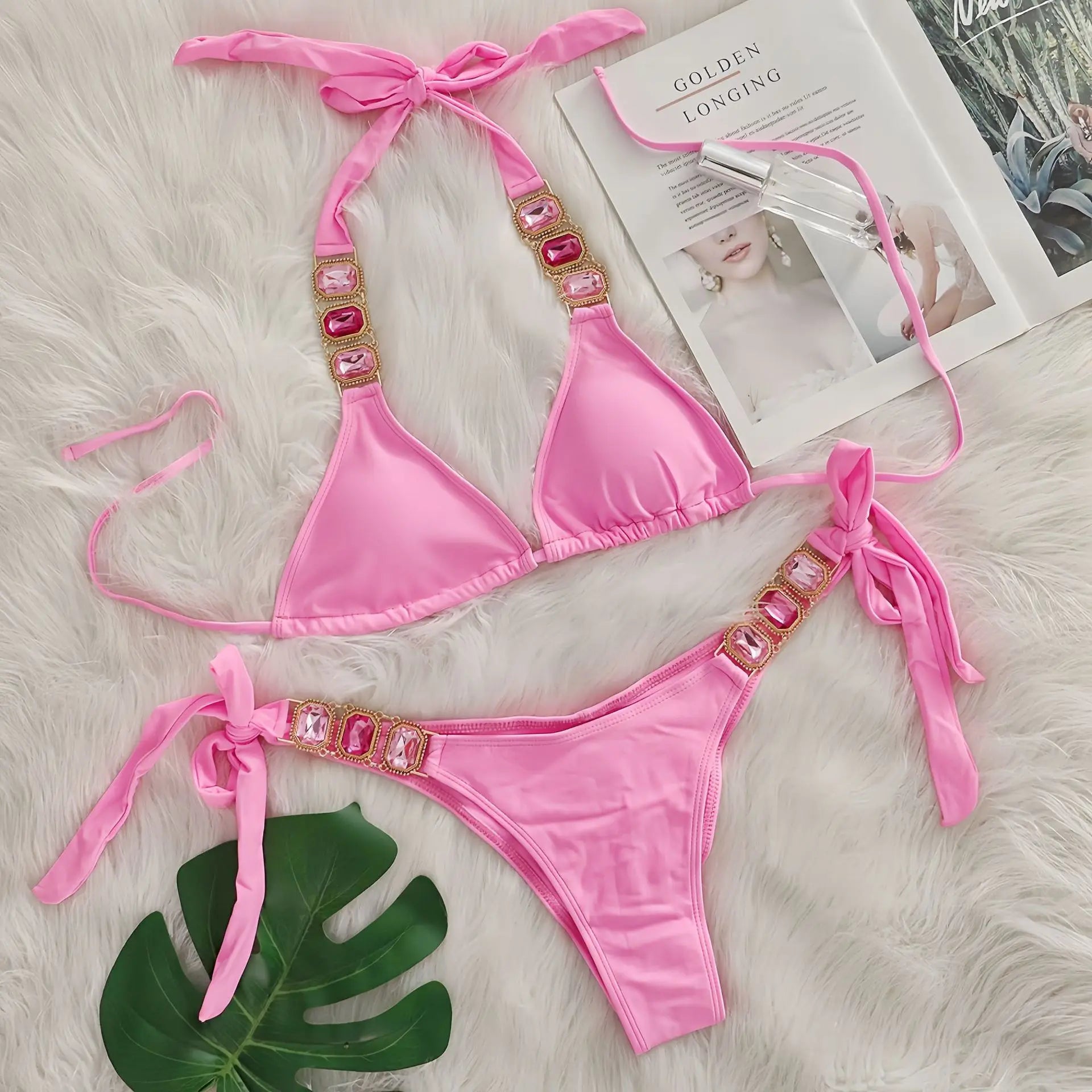 Bikini 2 Pieces Push Up avec Strass - Maillot de Bain Femme
