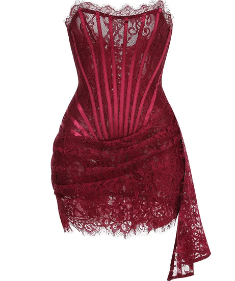 Robe de Soirée Dentelle Bustier Slim – Élégance & Sophistication