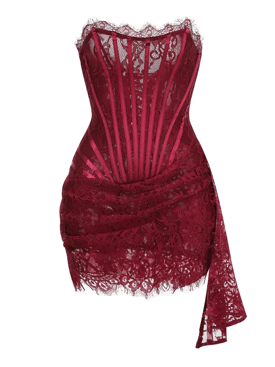 Robe de Soirée Dentelle Bustier Slim – Élégance & Sophistication