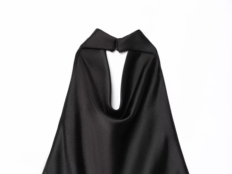 Top Halter Satin Dos Nu – Camisole Élégante Été Femme