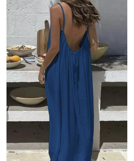 Robe Maxi Ample Sans Bretelles Dos Nu – Confort & Style