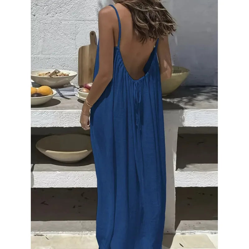 Robe Maxi Ample Sans Bretelles Dos Nu – Confort & Style