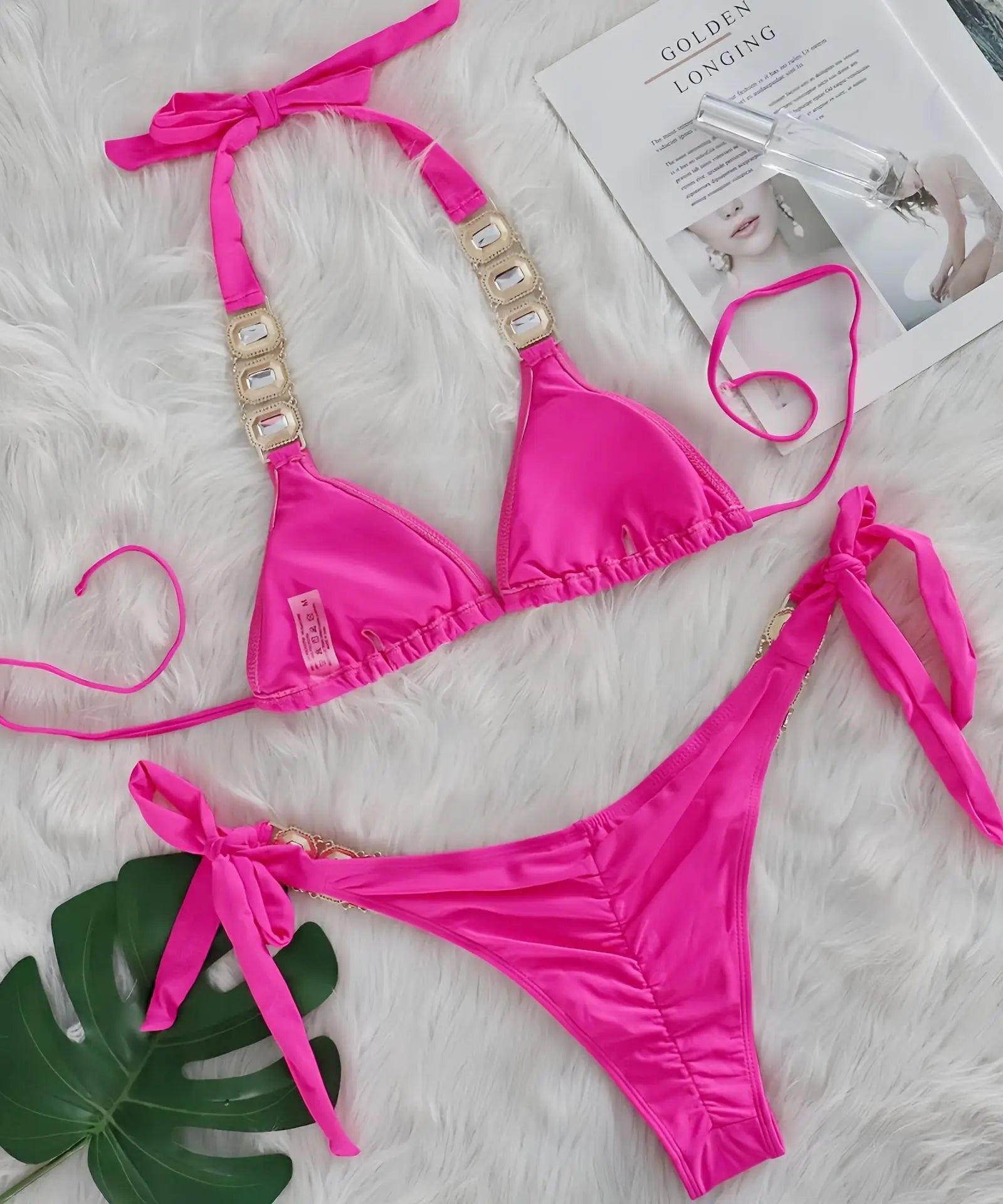 Bikini 2 Pieces Push Up avec Strass - Maillot de Bain Femme