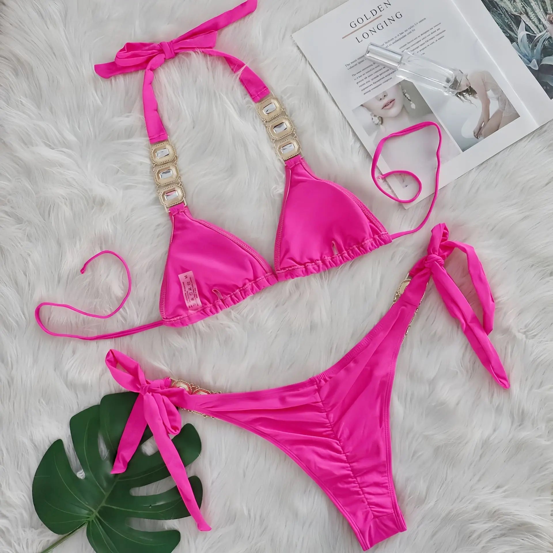 Bikini 2 Pieces Push Up avec Strass - Maillot de Bain Femme