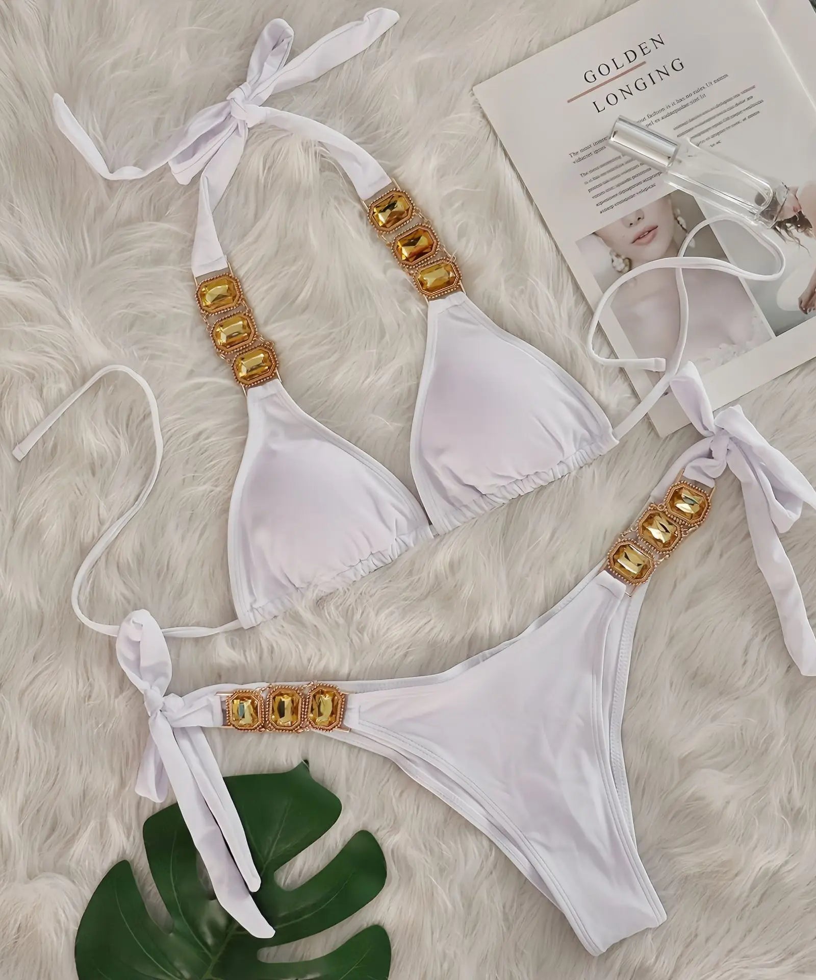 Bikini 2 Pieces Push Up avec Strass - Maillot de Bain Femme