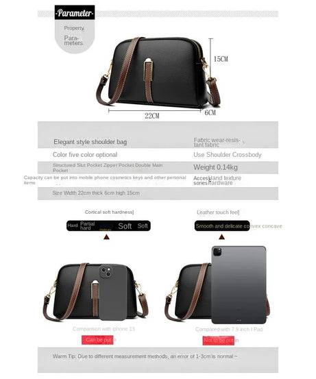 Sac Bandoulière Cuir Véritable Rabat Coque – Compact & Chic