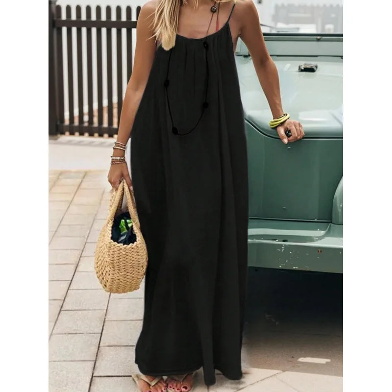 Robe Maxi Ample Sans Bretelles Dos Nu – Confort & Style