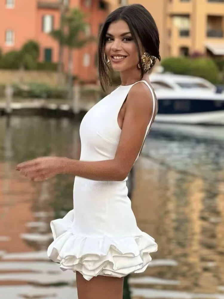 Mini Robe Bodycon Dos Nu Volants Froufrous – Soirée & Club