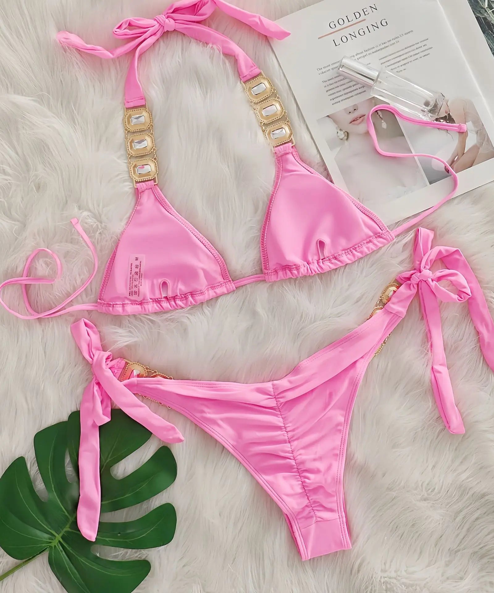 Bikini 2 Pieces Push Up avec Strass - Maillot de Bain Femme