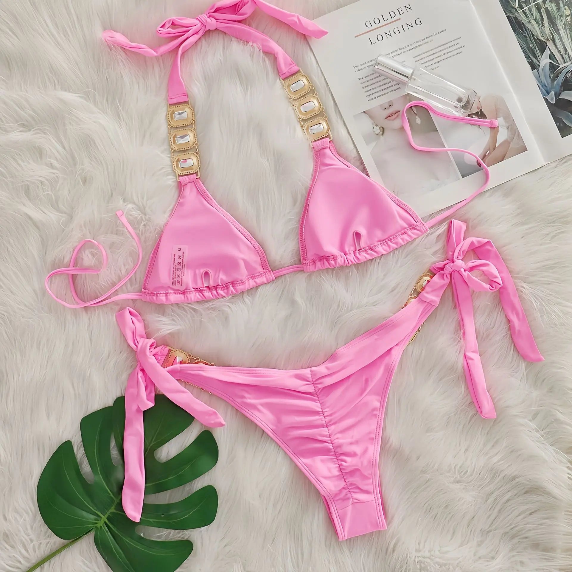Bikini 2 Pieces Push Up avec Strass - Maillot de Bain Femme
