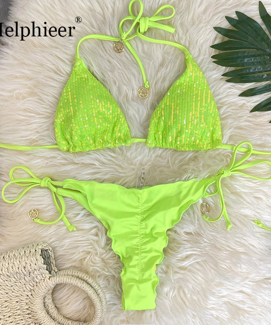 Bikini Pailleté 2 Pièces Étincelant – Maillot de Bain Festif
