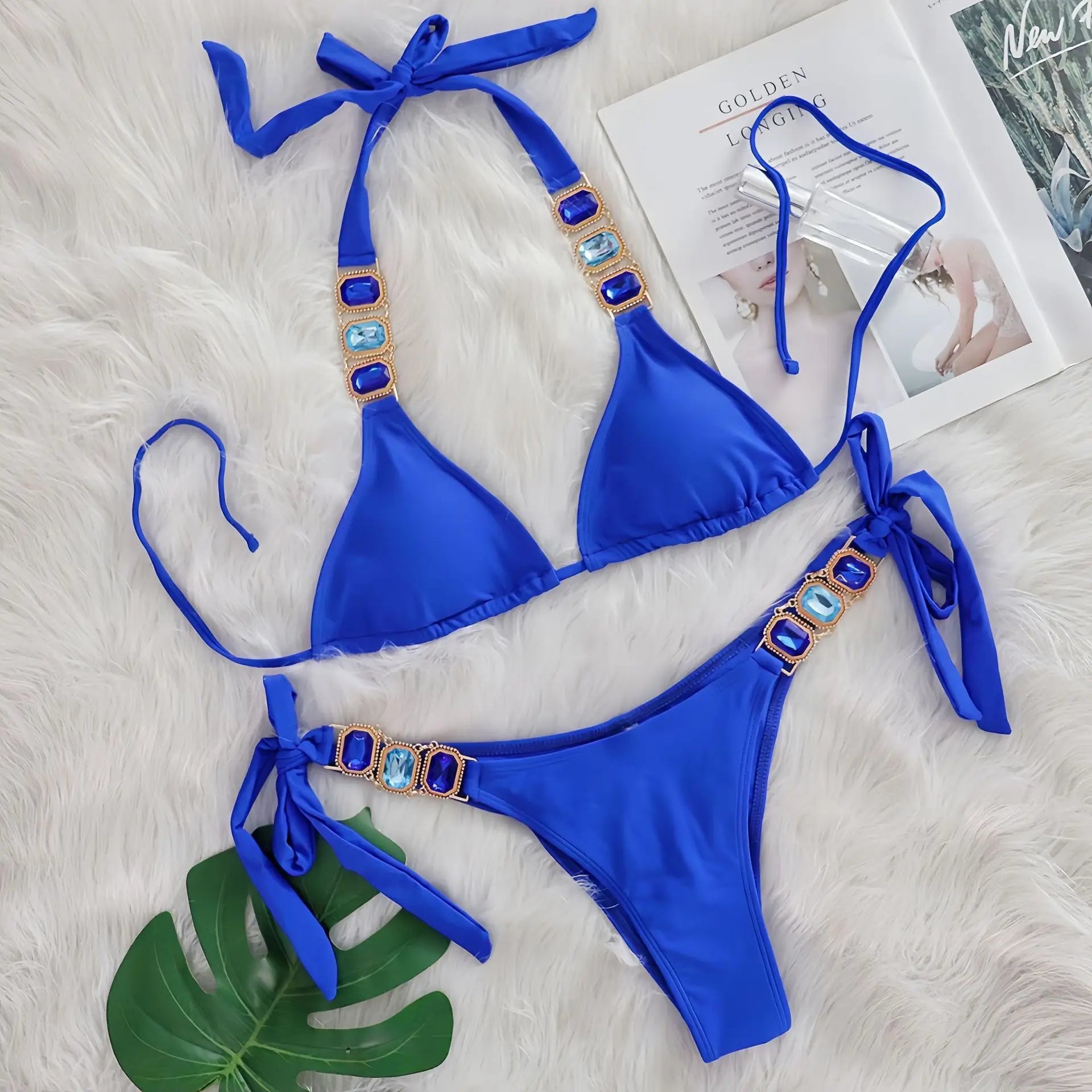 Bikini 2 Pieces Push Up avec Strass - Maillot de Bain Femme