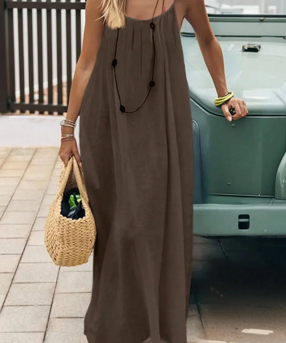 Robe Maxi Ample Sans Bretelles Dos Nu – Confort & Style