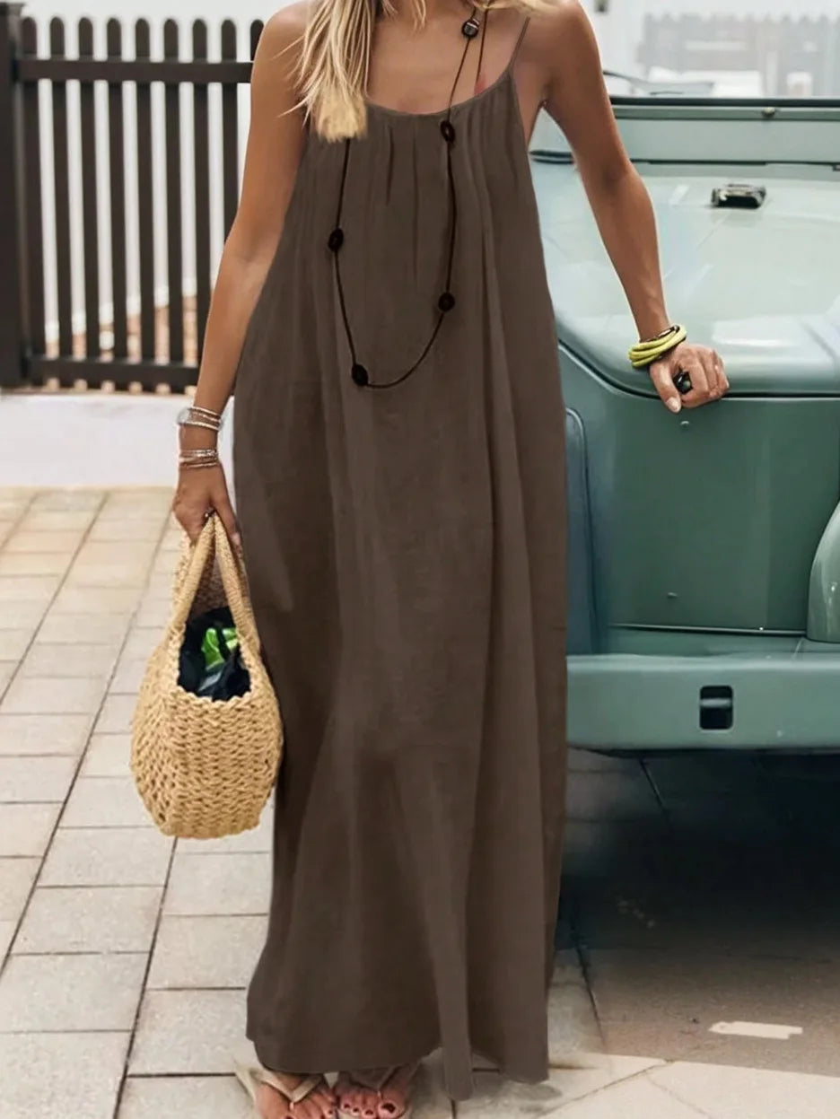 Robe Maxi Ample Sans Bretelles Dos Nu – Confort & Style