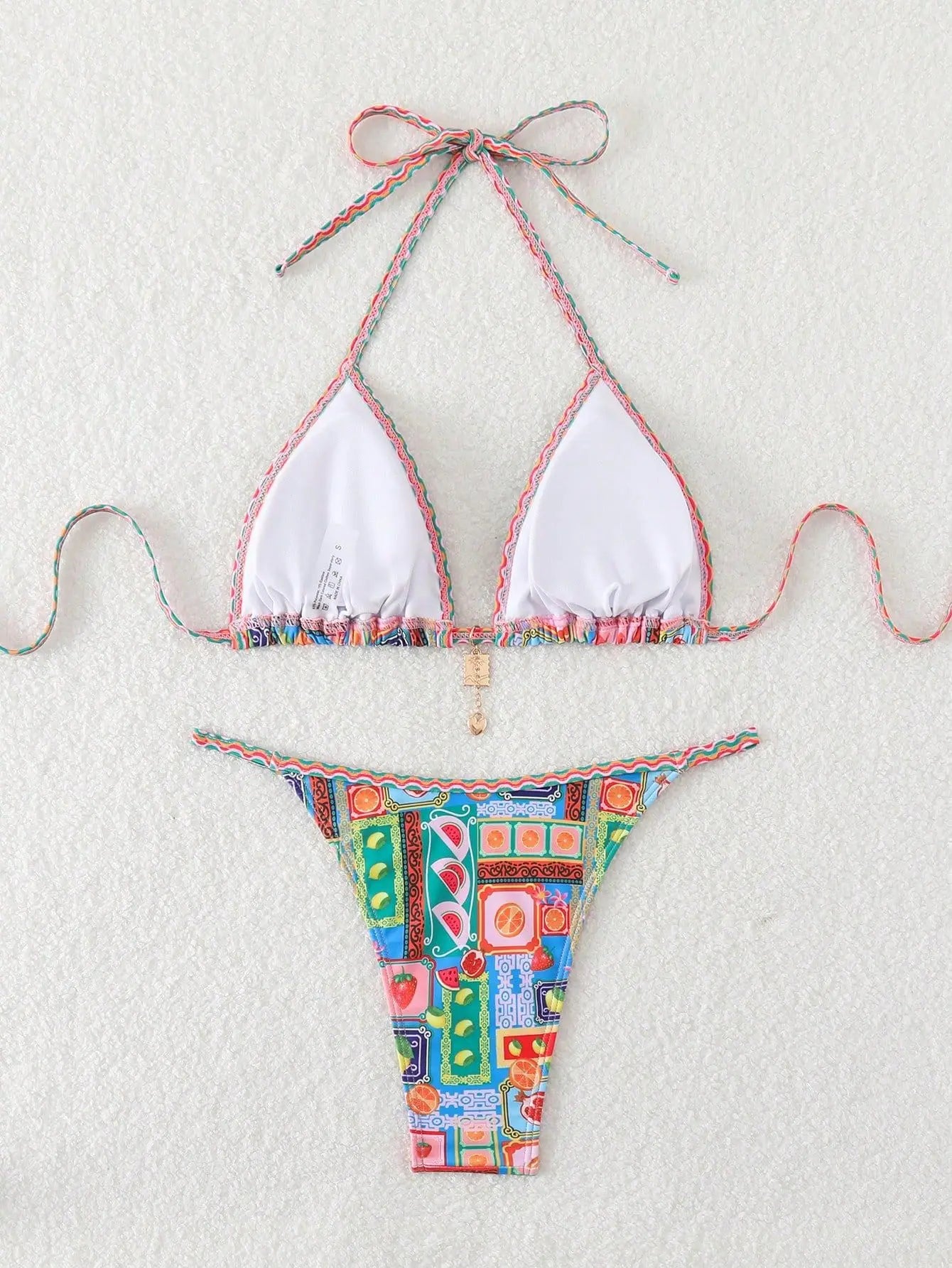 Bikini Tropical Halter Push Up Tanga – Micro Maillot Été