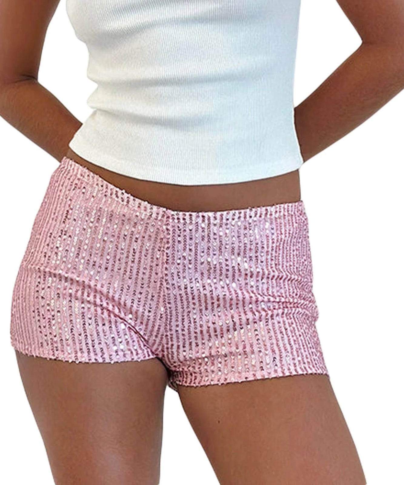 Short Pailleté Taille Basse Élastique – Streetwear & Soirée