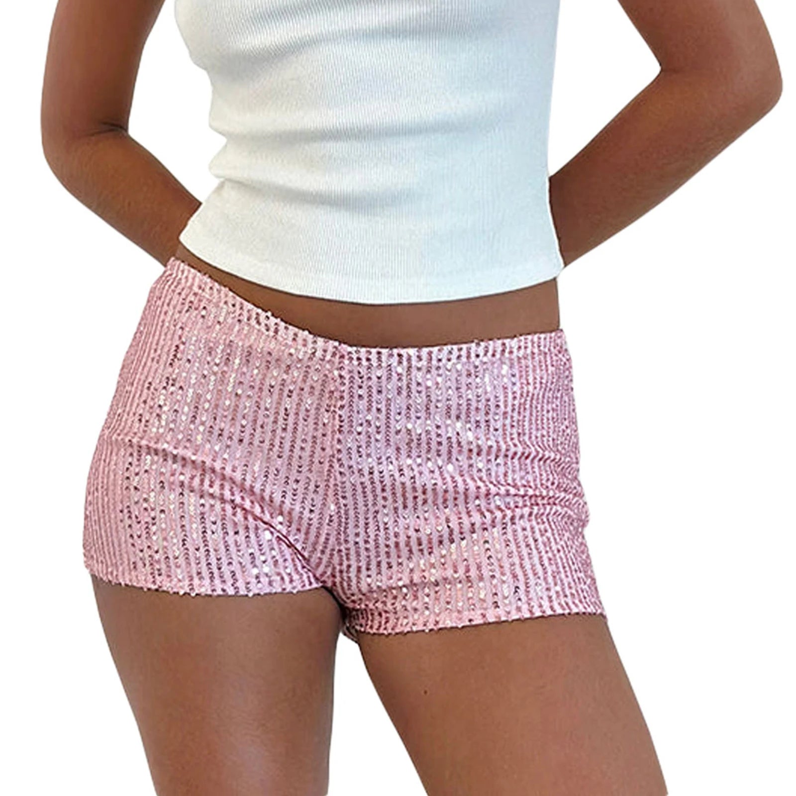 Short Pailleté Taille Basse Élastique – Streetwear & Soirée