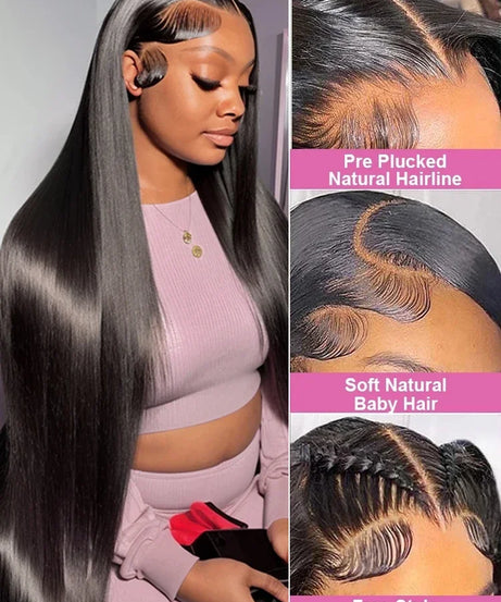 Perruque Lace Front Bone Straight 200% Densité – Jusqu'à 46 Pouces