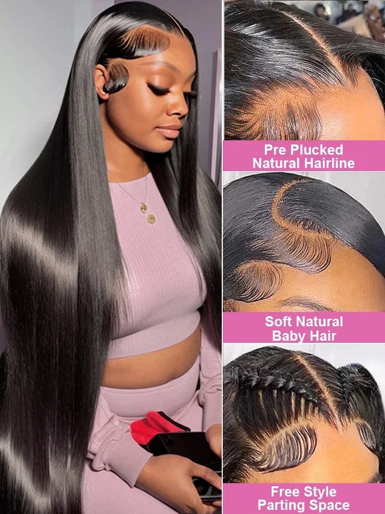 Perruque Lace Front Bone Straight 200% Densité – Jusqu'à 46 Pouces