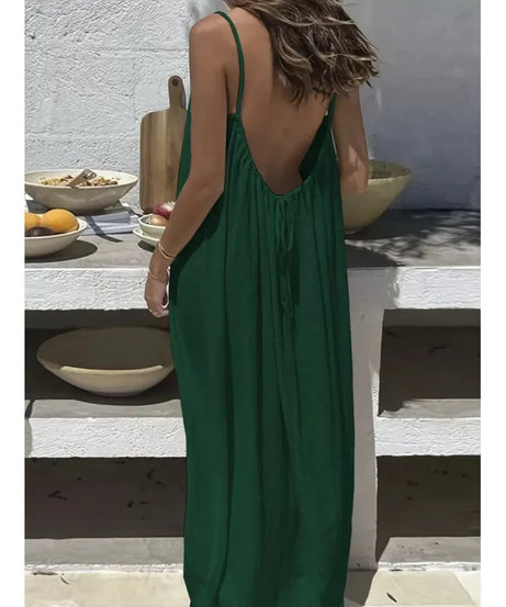 Robe Maxi Ample Sans Bretelles Dos Nu – Confort & Style