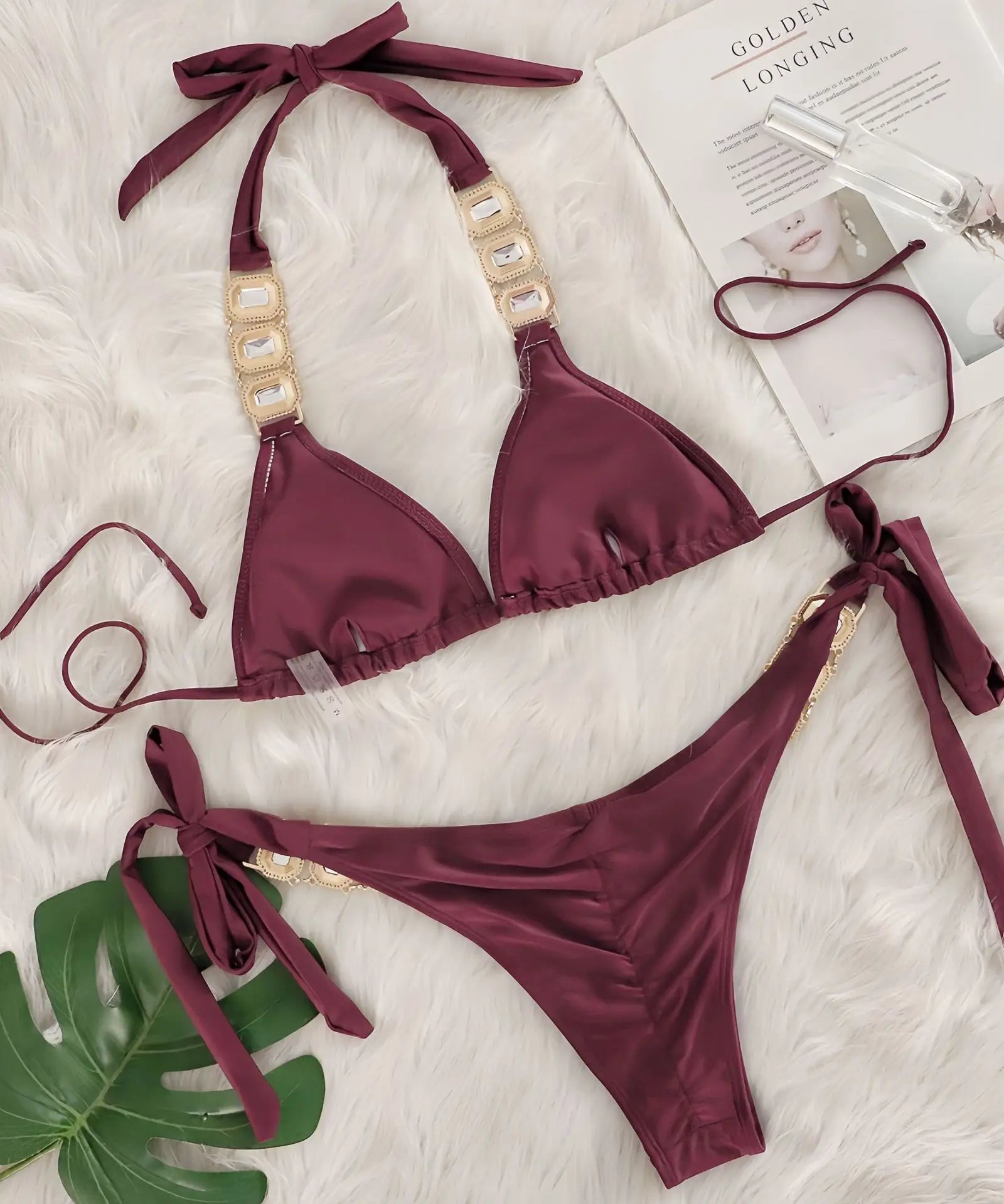 Bikini 2 Pieces Push Up avec Strass - Maillot de Bain Femme