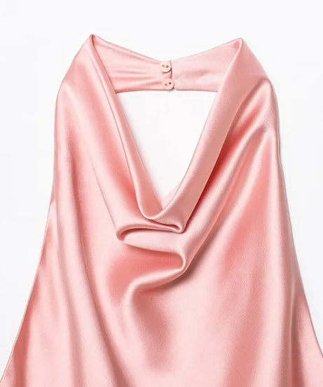 Top Halter Satin Dos Nu – Camisole Élégante Été Femme