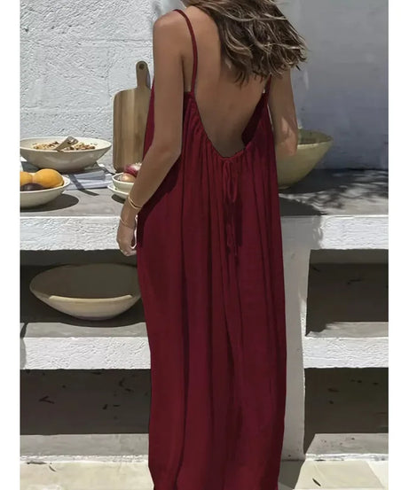 Robe Maxi Ample Sans Bretelles Dos Nu – Confort & Style