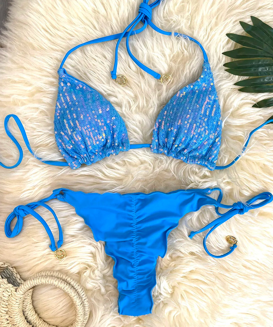 Bikini Pailleté 2 Pièces Étincelant – Maillot de Bain Festif