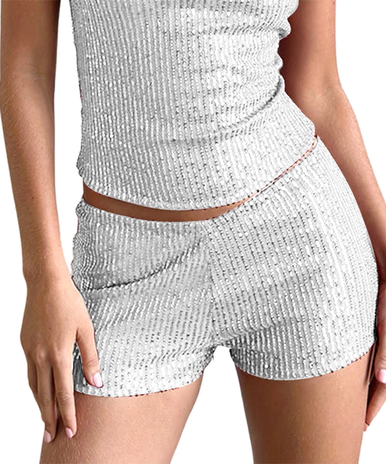 Short Pailleté Taille Basse Élastique – Streetwear & Soirée