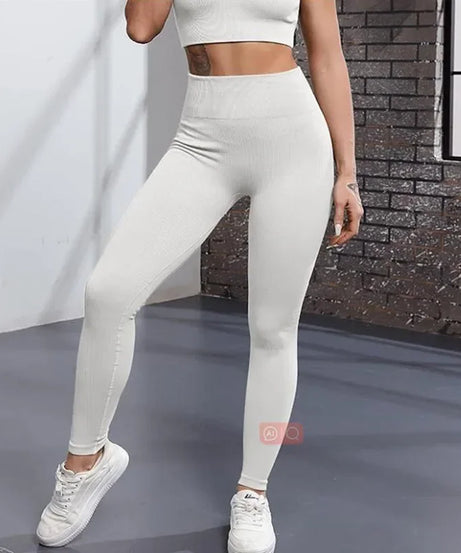 Seamless Knit Yoga Leggings Women Thread Solid Tights Gym Workout Running Stretchy High Waist Hip Liftting Skinny Gym Leggings