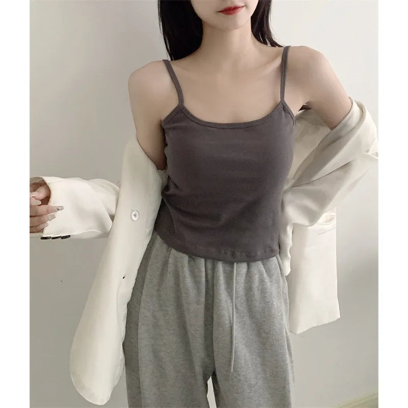 Camisole Bretelles Fines avec Coussinets Intégrés