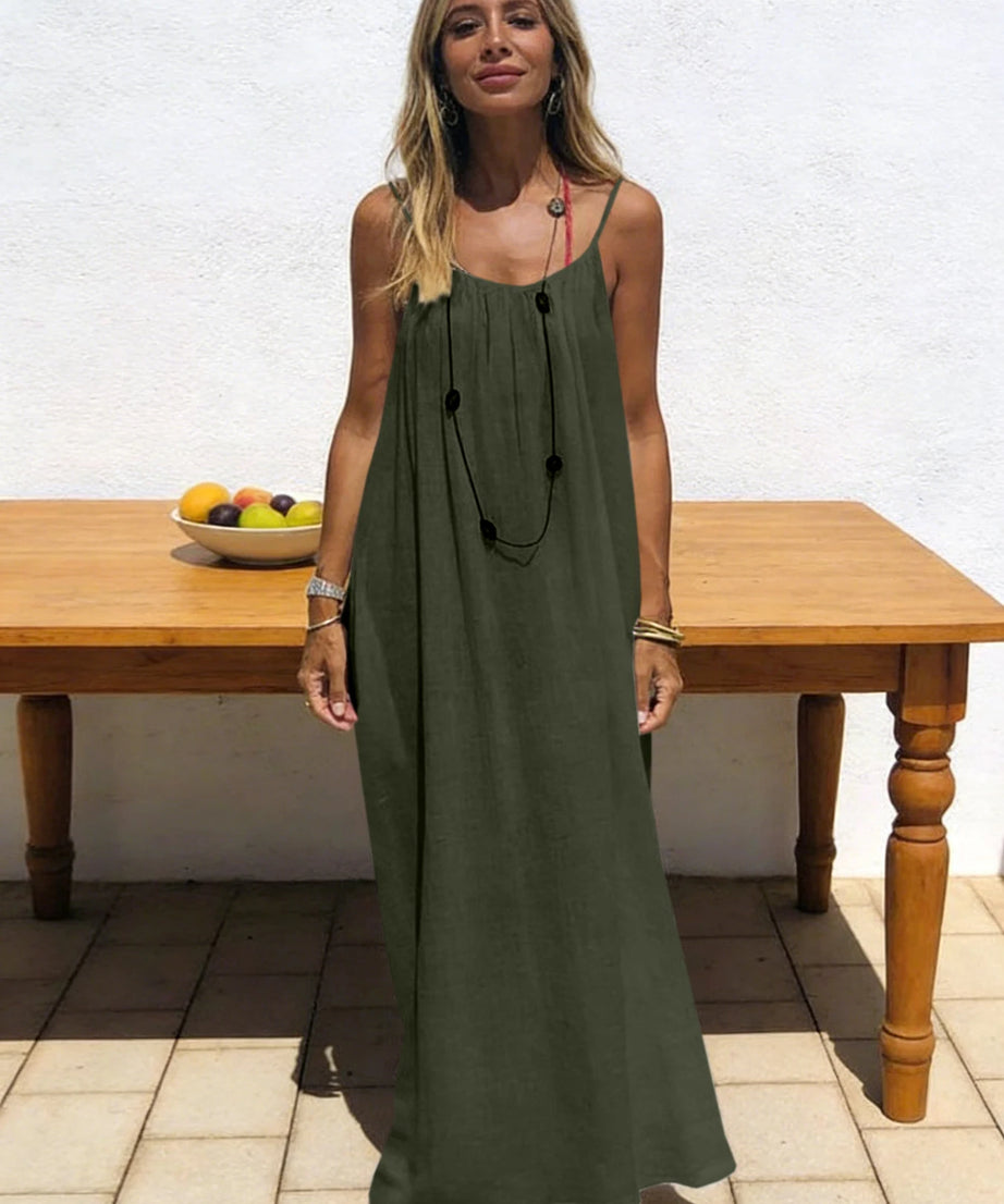 Robe Maxi Ample Sans Bretelles Dos Nu – Confort & Style