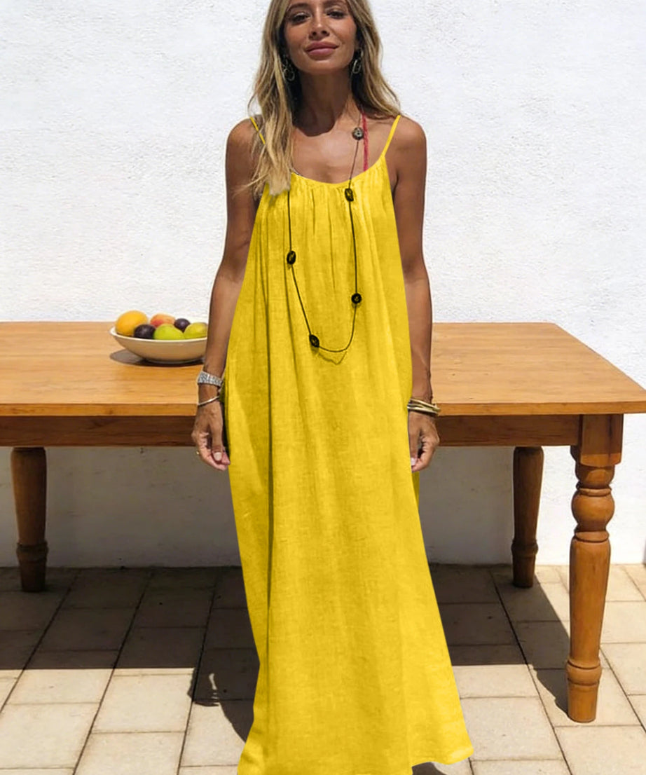 Robe Maxi Ample Sans Bretelles Dos Nu – Confort & Style