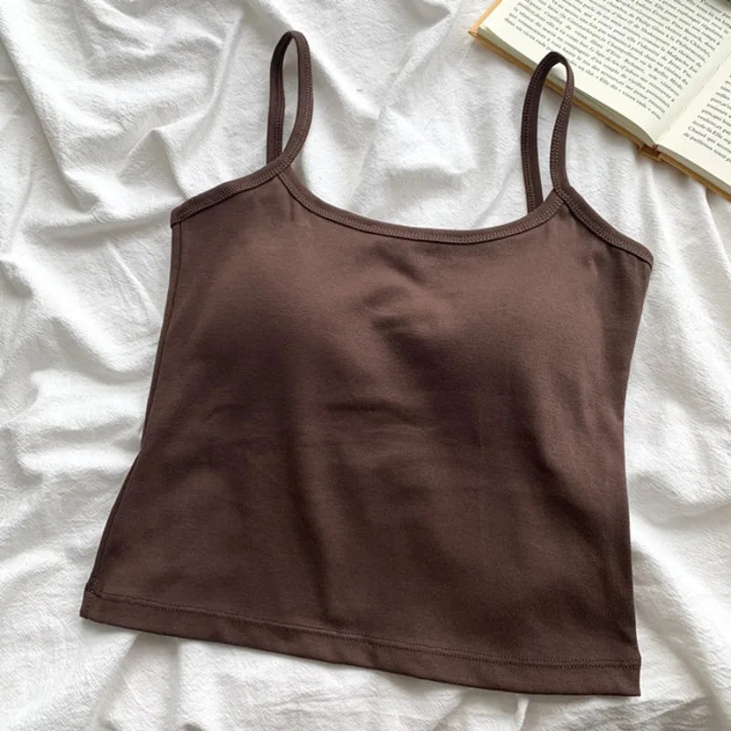 Camisole Bretelles Fines avec Coussinets Intégrés